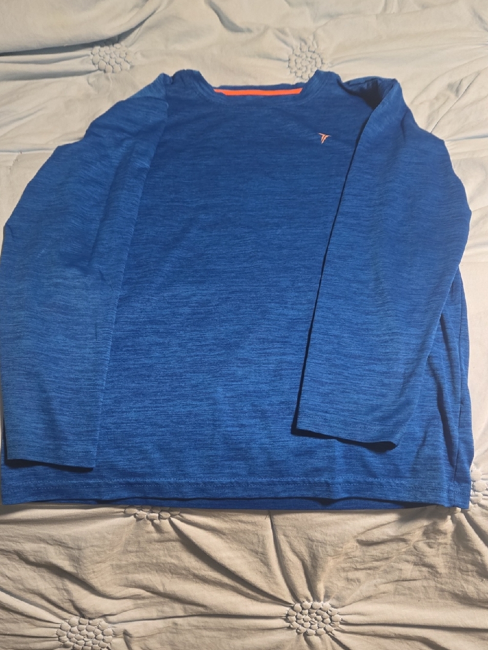 Old Navy Blue Long Sleeve Shirt with Orange Accent